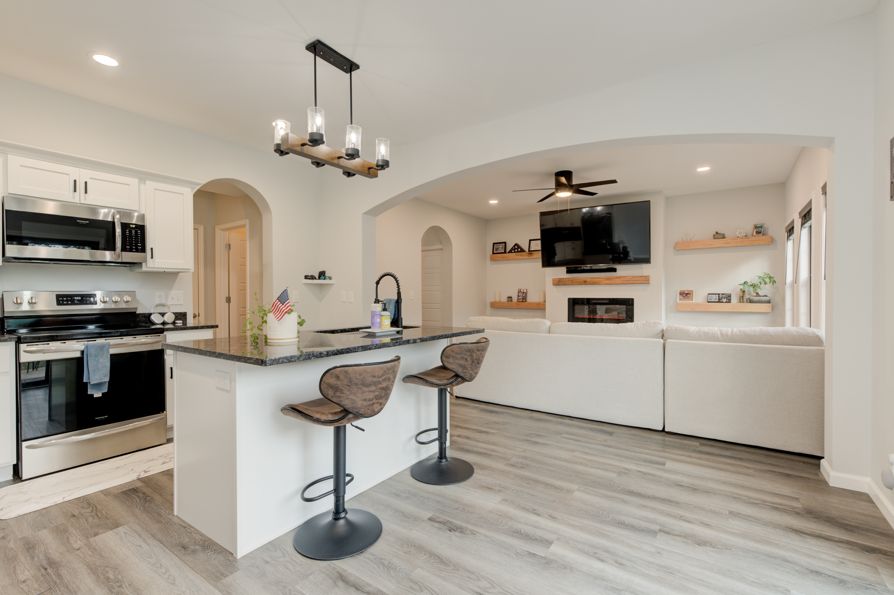 Home living room and kitchen
